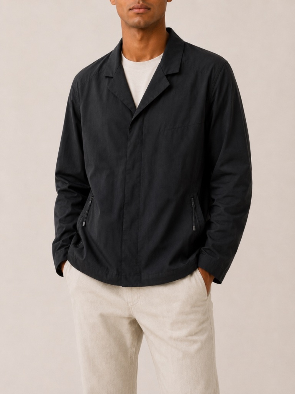 Nau Lightweight Riding Technical Black Minimalist Zip Pocket Coat Men’s, Size L